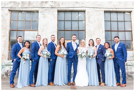 Blue Shade Wedding Theme, Light Blue Wedding Bridal Party, Slate Blue Bridal Party, Baby Blue Bridesmaids, Wedding Palette Blue, Light Blue Wedding Theme, Blue And Rose Gold Wedding, Baby Blue Wedding Theme, Baby Blue Bridesmaid Dresses