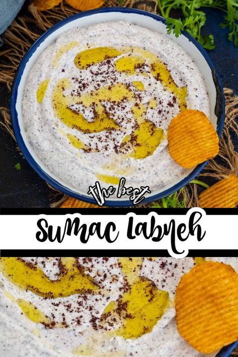 Sumac Labneh (Sumac Labnah) is a 3 ingredients Middle Eastern dip where thick Greek yogurt is flavored with ground sumac. Labneh Dip, Sumac Recipes, Labneh Recipe, Greek Dip, Greek Yogurt Dips, Thick Yogurt, Lebanese Recipes, Party Food And Drinks, Food Website