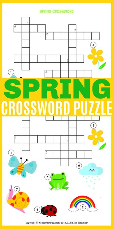 This printable spring crossword puzzle for kids is a perfect way to teach children about the spring season at home or at school. #spring #crosswordpuzzle #printables Spring Crossword, Spring Worksheet, Puzzle For Kids, Crossword Puzzles, Printable Activities For Kids, Educational Worksheets, Spring Holidays, Word Games, Crossword Puzzle