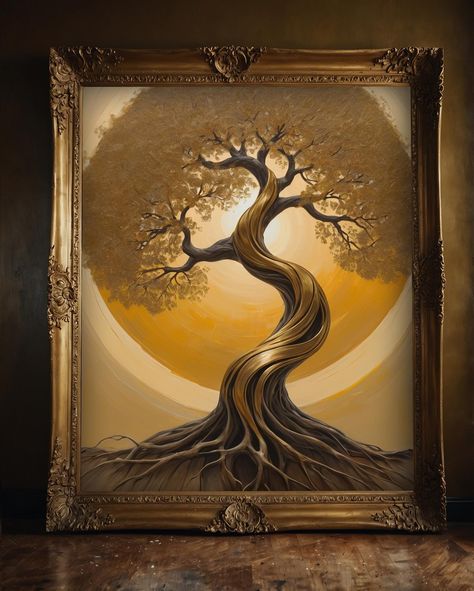 Golden strength Canvas 80x100см 🎨 Acrylic painting crafted in an impressionistic style. It features a magnificent tree with a gracefully twisted trunk, a radiant, golden halo, and roots symbolizing grounded stability Imagine this artwork in your space, bringing you luck and joy every day. It’s more than just a painting - it represents your journey to success and the limitless opportunities ahead🌟 Why You Should Have It: • Strength: Reminds you to stay strong. • Beauty: Makes any room ... Special Painting, Good Feelings, Interior Paintings, Golden Painting, Journey To Success, Bedroom Artwork, Acrylic Artwork, Creative Artwork, Handmade Artwork