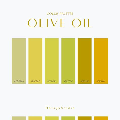 { #colorpalette #palette #colors #designers #design #ideas #inspired #oliveoil #olive #oil #yellow } Olive Yellow Color Palette, Italian Color Palette, Coffee Trailer, Color Palette Yellow, Green Palette, Personal Color, Oil Color, Italian Colors, Ipad Art