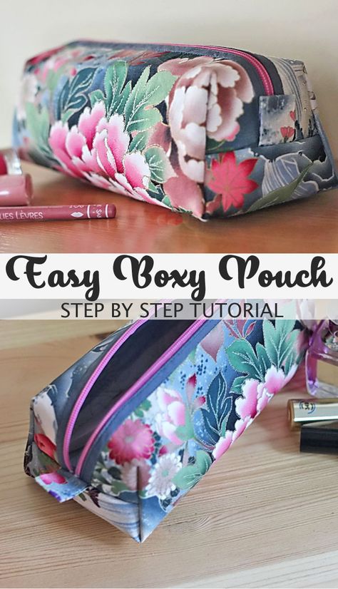 Simple Boxy Pouch Tutorial How To Sew A Zipper Pouch Simple, Sew A Makeup Bag Free Pattern, Cosmetic Bag Sewing Pattern Free, Large Pencil Case Sewing Pattern, Diy Make Up Bags Free Pattern, Sewing Project Bag Pattern, Toiletry Bag Sewing Pattern Free, Diy Makeup Bag Pattern Free Sewing, Make Up Bag Sewing Tutorial