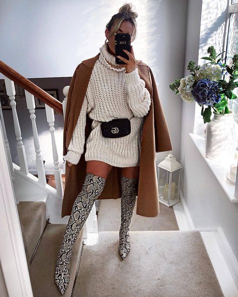 Snake Boots Outfit, Snake Boots, Fall Winter Wardrobe, Boots Outfit, Thigh High Boots, Fall Winter Outfits, Thigh High, Fall Outfit, Over The Knee