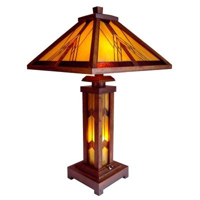 Chloe Lighting Tiffany Style Mission Table Lamp | Wayfair Craftsman Lamp, Craftsman Lamps, Craftsman Style Kitchen, Mission Table, Craftsman Decor, Craftsman Homes, Glass Lamps, Stained Glass Lamps, Wooden Lamp