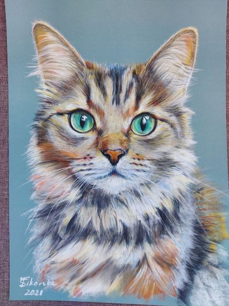 Soft Pastel Animal Drawing, Cat Pastel Drawing, Soft Pastel Drawings, Cat Portrait Painting, Soft Pastels Drawing, Pastel Artwork, Picasso Art, Oil Pastel Drawings, Cat Artwork