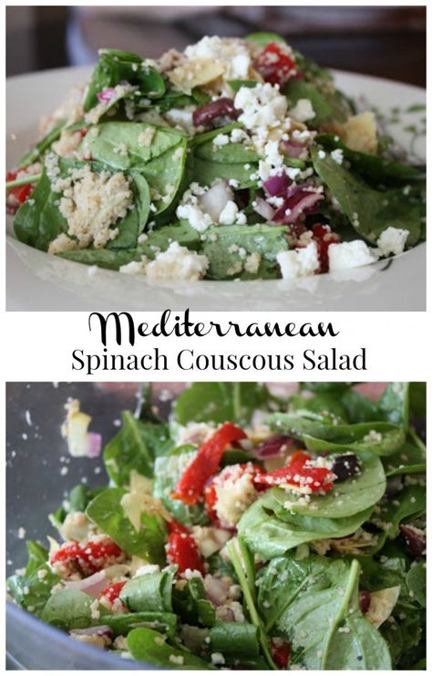 Spinach Couscous Salad || Aggie's Kitchen Spinach Couscous, Side Salad Recipes, Couscous Salad, Cooked Veggies, Think Food, Spinach Salad, Salad Bar, Middle Eastern Recipes, Healthy Salad Recipes