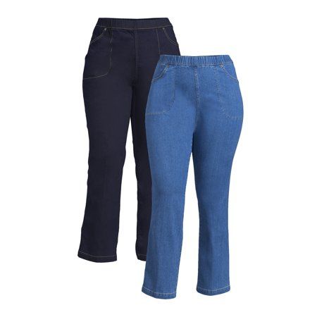 Every occasion Jeans have arrived from Just My Size featuring a classic Bootcut silhouette. Designed with a touch of stretch and an elastic waist these Pull-On Jeans help keep you comfortable all day long from work to weekend fun. Front and back pockets are perfect for holding essentials. Size: 1XP (16WP).  Color: Blue.  Gender: female.  Age Group: adult. Office Casual Outfit Plus Size, Walmart Jeans, Casual Outfit Plus Size, Casual Outfits Plus Size, Office Casual Outfit, Comfy Jeans, Just My Size, Pull On Jeans, Plus Size Pants