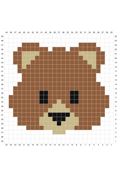 Cross Stitch Forest Animals, Bear Crochet Square, Corner To Corner Crochet Pattern Free Animals, Crochet Tapestry Pattern 2 Colors, Crochet Woodland Baby Blanket, Pixel Art Pattern Easy Free Crochet, Easy Crochet Graph, Bear Pixel Pattern, Cute Crochet Graphs