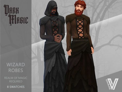 Wizard Robes, Dark Wizard, Dark Magic, Torn Jeans, Men's Robes, Bespoke Suit, Vest Blazer, Sims 4 Cas, Sims 4 Cc Finds