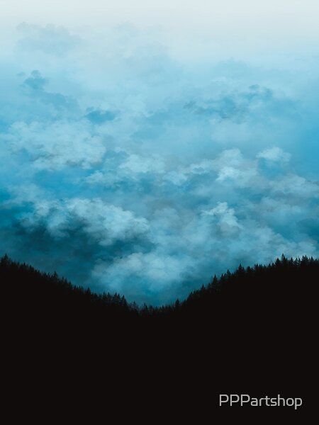 Cloudy day by PPPartshop | Redbubble. #art #artist #digital #paintings #procreate #imaginary #fantasy #winter #cold #cloudy #dark #rain #wind #blue #sky #pine #trees Imaginary Painting, Fantasy Winter, Dark Rain, Gray Clouds, Redbubble Art, Grey Clouds, Digital Paintings, Winter Cold, Cloudy Day