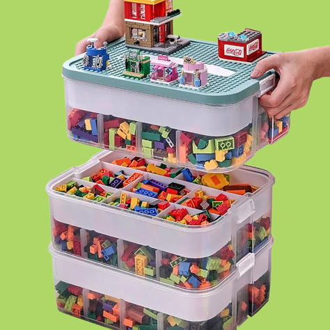 Keep your LEGO collection neat and tidy with the Stackable & Compartmentalized Storage Organizer. This efficient organizer features multiple compartments, allowing you to sort bricks by size, color, or type. Its stackable design saves space and keeps your building area clutter-free. Durable and easy to use, it's perfect for LEGO enthusiasts of all ages. #LEGOStorage #OrganizationHacks #ToyOrganizer #LEGOAddict #ad Kids Lego Storage, Lego Storage Solutions, Lego Storage Organization, Childrens Toy Boxes, Lego Boxes, Kids Toy Boxes, Toy Storage Organization, Lego Storage, Toy Storage Boxes