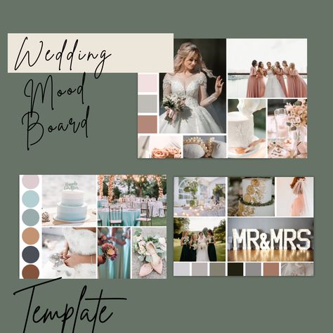 Canva Mood Board, Planner Board, Mood Board Template, Board Template, Template Wedding, Wedding Mood Board, Wedding Mood, Perfect Day, Editable Template