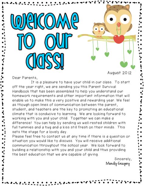 Preschool Welcome Letter To Parents, Letter To Parents From Teacher, Classroom Welcome Letter, Welcome Letter To Parents, Preschool Welcome Letter, Teacher Welcome Letters, Welcome Back Letter, Letter To Students, Preschool Teacher Outfits