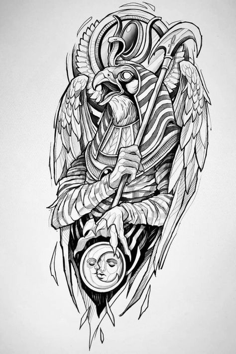 Nice Sketches, Egypt Tattoo Design, Horus Tattoo, Line Art Coloring, Egyptian Drawings, Egyptian Tattoo Sleeve, Art Coloring Book, Anubis Tattoo, Egypt Tattoo