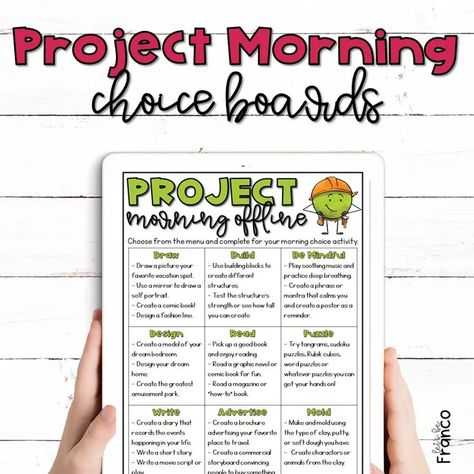 5th Grade Morning Work, 5th Grade Classroom, Choice Boards, A Worksheet, New Classroom, Creative Classroom, Writing Prompt, Classroom Community, Math Worksheet