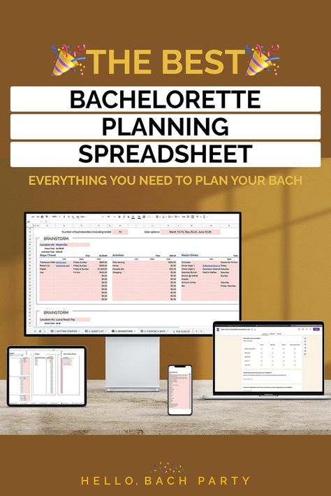 The best planner spreadsheet and checklist for tracking your guest list, budget, bill splitting, RSVP, itinerary, grocery list, and more!! This Google Sheets template is made for non-techy maids of honor. Bachelorette Planning Spreadsheet, Bachelorette Party Checklist, Bachelorette Party Planner, Bachelorette Planning, Party Template, Spreadsheet Template, Best Planners, Bach Party, Travel Activities