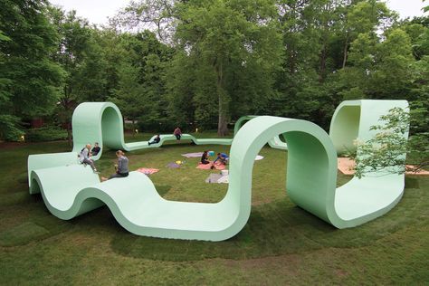 A playful form and minty green color make Rounds  a whimsical space in the tony Lake Forest community. (Courtesy Nick Zukauskas) Outdoor Pavilion, Community Space, Urban Furniture, Sopot, Street Furniture, Outdoor Venues, Landscape Architect, Public Art, Urban Design