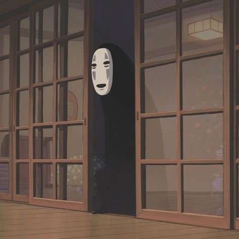 Chihiro Aesthetic, Studio Ghibli Playlist Cover, No Face Anime, No Face Studio Ghibli, Gilibi Aesthetic, Studio Ghibli Brown, Ghibli Details, No Face Icon, Studio Ghibli Widget Icons