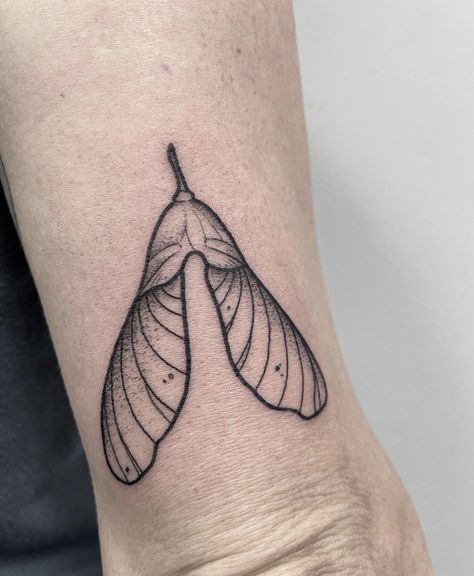 Maple Seed Tattoo, Gap Filler Tattoo, Filler Tattoo, Line Tattoo Ideas, Tattoo Filler, Upper Arm Tattoos, Doodle Tattoo, Plant Tattoo, Line Tattoo