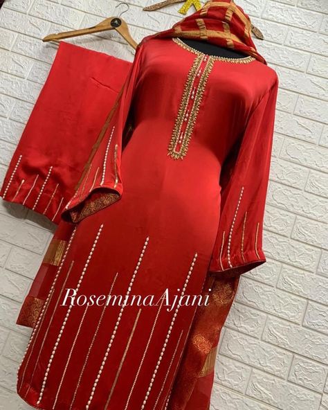 Red Handwork Suit, Motivation Books, Ladies Suits Indian, Suits For Women Indian, Boutique Suit, Long Frock Designs, Lace Dress Design, Embroidered Suit, Punjabi Outfits