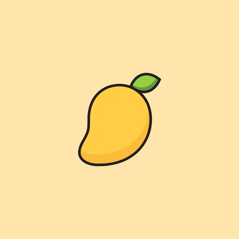 Mango Border Designs, Cute Yellow Icons, Mango Design, Flat Illustration Design, Mango Fruit Drawing, Mango Drawings Cute, Mango Doodle, Mango Simple Drawing, Mango Drawings