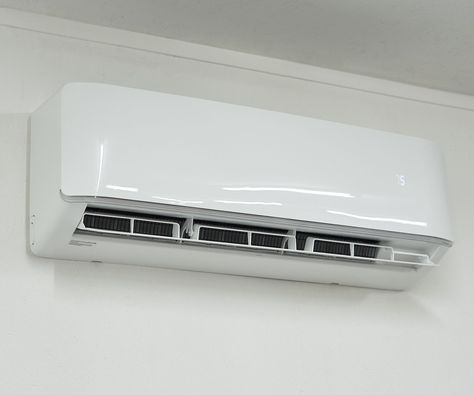 Garage Air Conditioner Ideas, Aircon In Bedroom, Aircondition Design, Air Conditioner Aesthetic, Split Unit Air Conditioning, Garage Air Conditioner, Garage Ac, Split Type Aircon, Bedroom Air Conditioner