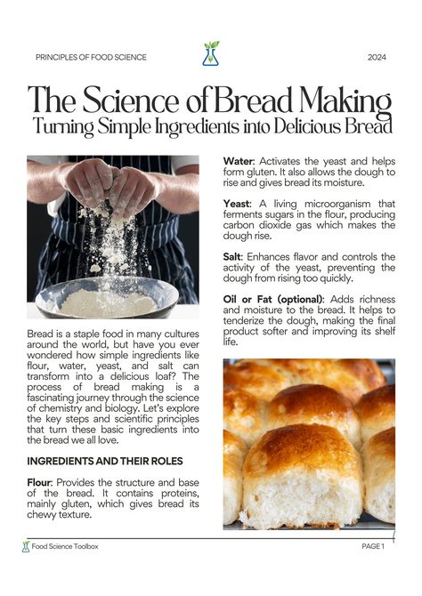 Extras | Food Science Toolbox Food Chemistry, Scientific Poster, Baking Science, Bread Making, Food Science, Delicious Bread, Science Resources, Science Lessons, Teaching Science