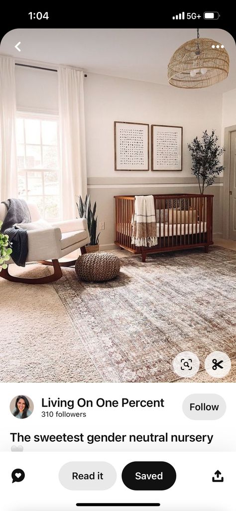 Babyletto Crib Nursery, Gray And Natural Wood Nursery, Babyletto Crib, Brown Crib, Nursery Reading, Cream Nursery, Wood Nursery, Baby Room Inspiration, Gender Neutral Nursery