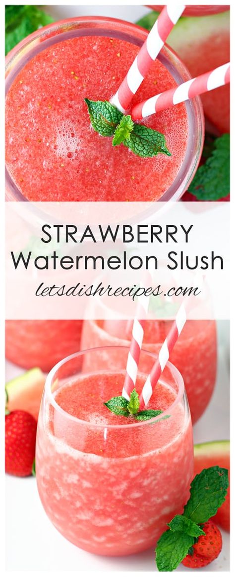 Fruit Slush Recipes, Watermelon Slushie Recipe, Watermelon Slushie, Blender Drinks, Strawberry Slush, Slush Recipes, Fruit Slush, Slushie Recipe, Easy Holiday Recipes