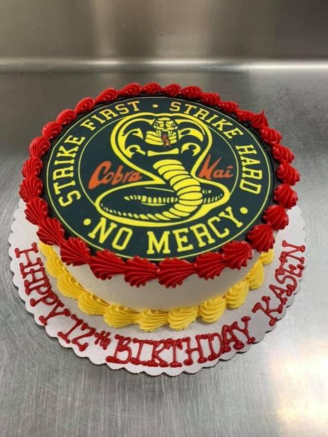 Cobra Kai Cakes, Cobra Kai Cake Ideas, Cobra Kai Birthday Cake, Cobra Kai Birthday Party Ideas, Cobra Kai Party, Cobra Kia, 2023 Birthday, Robby Keene, Dj Room