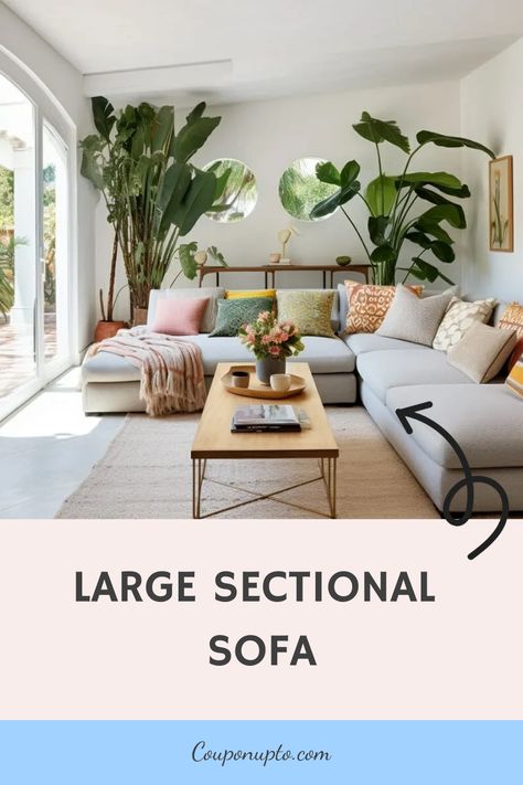 Large Sectional Sofa Living Room Sectional Ideas, Sectional Living Room Ideas, Sectional Sofa Layout, Sectional Ideas, Family Room Sectional, Oversized Sectional Sofa, Interior Design Styles Quiz, Sectional Living Room, Sofa Styles