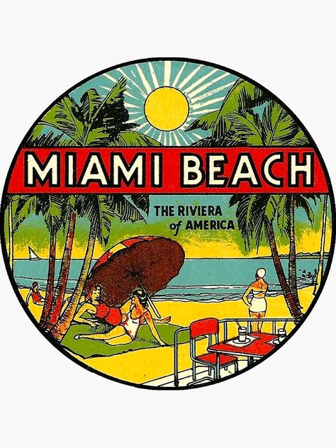 Miami Beach Aesthetic, Florida Images, Florida Poster, Tropical Poster, Vintage Miami, Florida Design, Watercolor Vintage, Florida Art, Miami Beach Florida