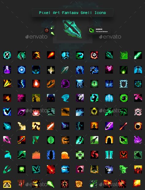 Pixel Art Fantasy Spell Icons Pixel Art Icon, Graphic Design Portfolio Examples, Art Pixel, Art Fantasy, Art Icon, Graphic Design Portfolio, All Icon, Free Art, Game Design