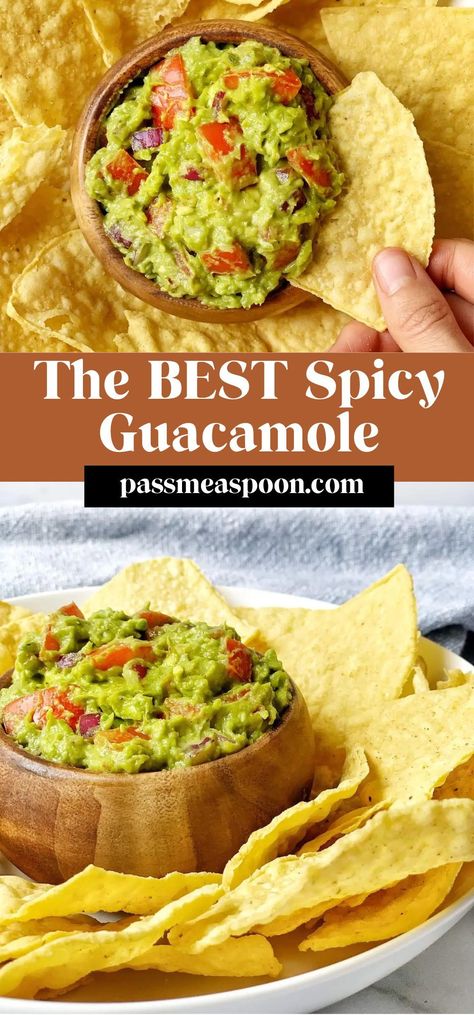 This guacamole is creamy and chunky, spicy and flavorful.  Made with a couple unique spices to give it a fun flair and extra kick, it will stand out at any party! Spicy Guacamole Recipe, Authentic Guacamole Recipe, Spicy Guacamole, Chunky Guacamole, Couple Fun, How To Make Guacamole, Guacamole Recipe, Avocado Recipes, Healthy Appetizers