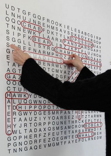 WALL ART!!!! - Have inspiring words to find! :) Giant Word Search Wall, Interactive Art Ideas Activities, Interactive Art Exhibit, Giant Word Search, Interactive Wall Design Office, Interactive Activation, Interactive Wall Ideas, Interactive Poster Ideas, Event Wall