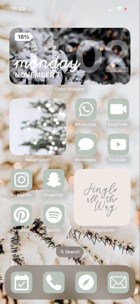 Cute Christmas Home Screen Ideas, Winter Home Screen Ideas, Home Screen Ideas Christmas, Iphone Set Up Ideas Homescreen, Homescreen Layout Christmas, Widget Iphone, Ipad Organizer, Ios Theme, Home Screen Ideas