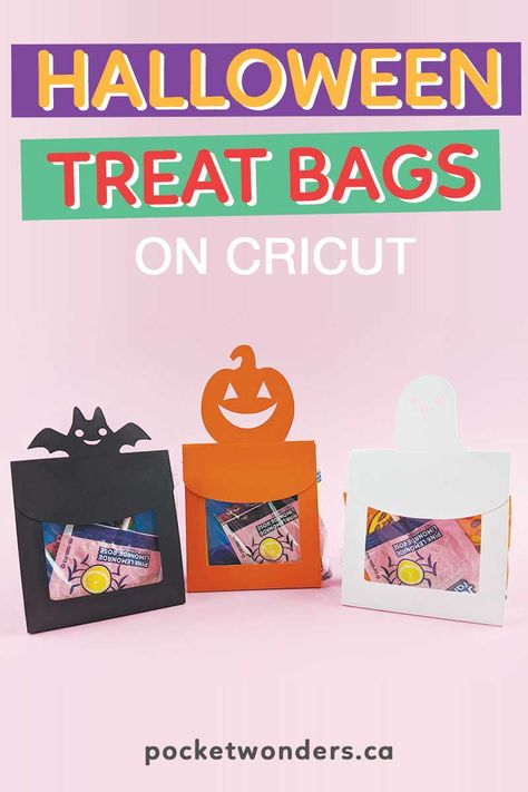 Cricut Halloween Treat Ideas, Cricut Halloween Goodie Bags, Cricut Treat Bags, Cricut Halloween Treat Bags, Cricut Halloween Candy Bags, Halloween Treat Bags Ideas, Treat Bags Ideas, Halloween Cricut Crafts, Halloween Treat Bag Ideas