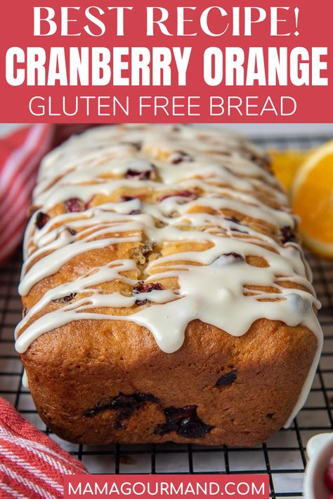 Gluten Free Cranberry Walnut Bread, Gf Cranberry Orange Bread, Gluten Free Orange Cranberry Bread, Gluten Free Christmas Bread, Gluten Free Cranberry Orange Bread, Cranberry Ideas, Gluten Free Cranberry Bread, Buddy Bars, Bread With Glaze