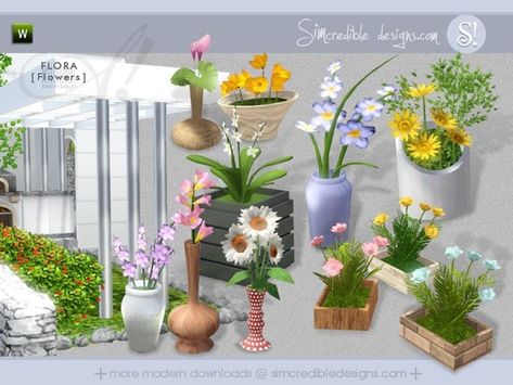 The Sims 4 Lots, Sims 4 Cas Mods, Flora Flowers, Boho Garden, Big Plants, Outdoor Flowers, Sims 4 Build, Sims 4 Game, Garden Set