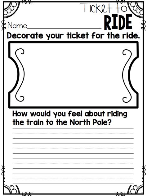 Polar Express Activities Preschool, Polar Express Printables, Polar Express Lesson Plans, Polar Express Writing, Polar Express Lessons, Polar Express Worksheets, Polar Express Crafts, Polar Express Ticket, Polar Express Activities