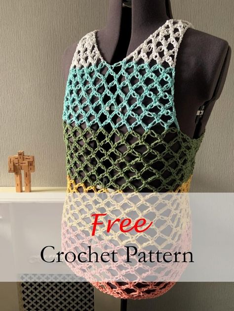 Vest Top Pattern, Crochet Tank Top Free, Crochet Tube Top, Crochet Beach Wear, Vest Pattern Free, Crochet Tank Tops, Crochet Men, Tank Top Pattern, Crochet Ladies Tops