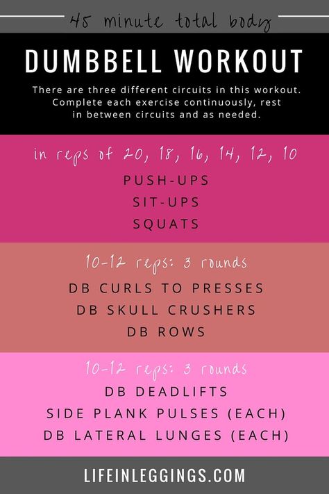 (45 Minute) Total Body Dumbbell Workout Total Body Dumbbell Workout, Weight Training Schedule, 45 Minute Workout, Dumbell Workout, Kettlebell Training, Fitness Outfits, Training Schedule, Circuit Workout, Strength Training Workouts