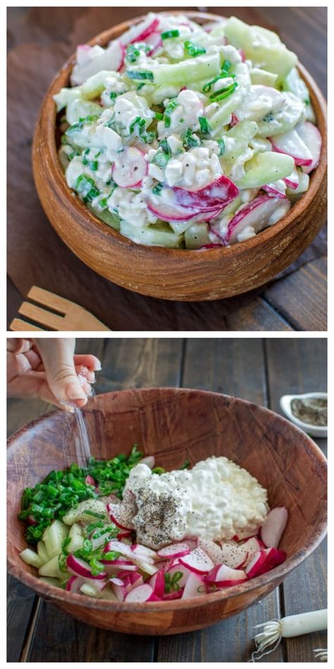 Cucumber Radish Salad, Salad Cucumber, Lump Crab, Snacks Ideas, Radish Salad, Creamy Cucumbers, Hot Peppers, Summer Lunch, Roasted Corn