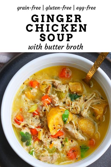 Period Meals, Chicken Soup With Ginger, Chicken Soup Paleo, Ginger Chicken Soup, Paleo Chicken Soup, 2024 Meals, Soup Paleo, Healthy Munchies, Broth Soup