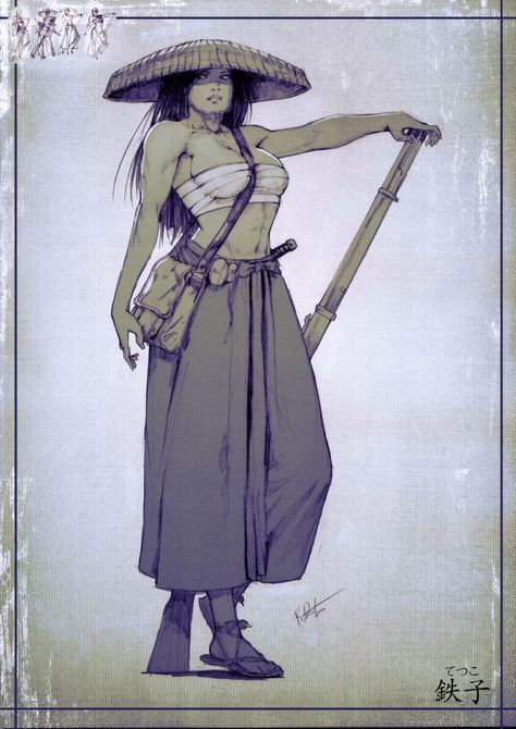 Female Samurai Drawing, Orc Samurai, Female Samurai Character Art, Samurai Oc, Samurai Woman, Tokugawa Shogunate, Warrior Oc, Female Orc, Female Samurai