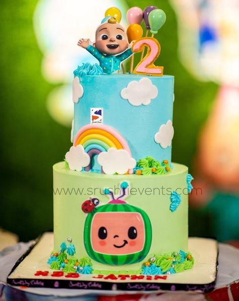 Festa Cocomelon, 2nd Birthday Cake Boy, Cake Themes, Cocomelon Cake, Second Birthday Cakes, Twin Birthday Cakes, Cake Designs For Kids, Boys 1st Birthday Cake, Birthday Theme Decoration