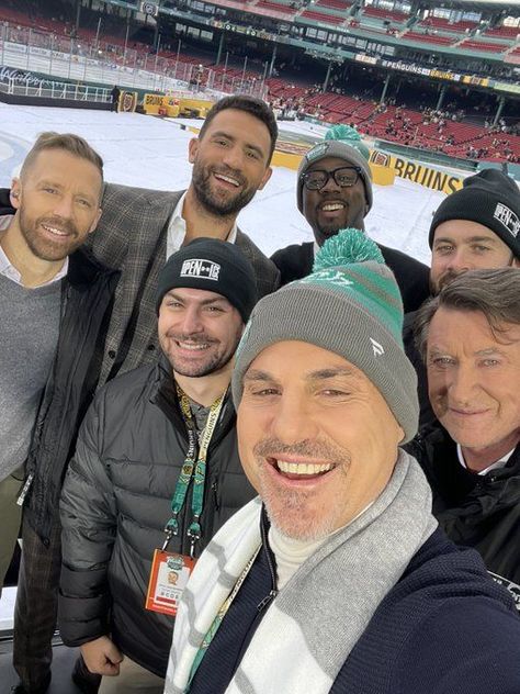 Liam McHugh, Anson Carter, Paul Bissonnette, Wayne Gretzky and Rick Tocchet at 2023 Winter Classic in Fenway Park Boston MA Fenway Park Boston, Wayne Gretzky, Hockey Life, Fenway Park, Philadelphia Flyers, Boston Ma, Nhl, Penguins, Hockey