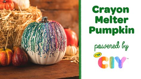 It's the pick of the patch! Melt crayons using our Crayon Melter to make this indoor fall or Halloween pumpkin decoration that's worthy of display. Melt Crayons, Crayon Melting, No Carve Pumpkin, Pumpkin Decorating Diy, Diy Crayons, Crayon Crafts, No Carve Pumpkin Decorating, Pumpkin Craft, Kids Fall Crafts