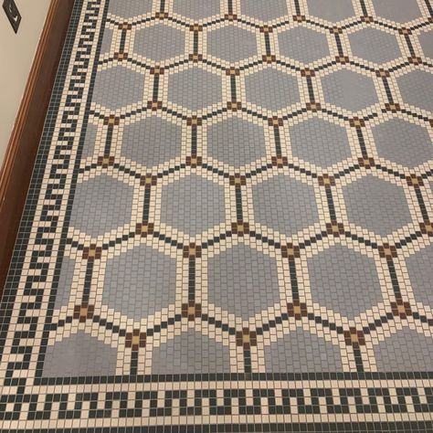 Historic Tile, Entry Tile, Entryway Tile, Mosaic Bathroom Tile, Square Mosaic Tile, Entryway Flooring, Mosaic Tile Patterns, Penny Tile, Mosaic Floor Tile