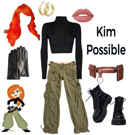 Kim Imposible Halloween Costume, Kim Kolwiek Costume, Fantasia Kim Possible, Kim Possible Hair, Diy Kim Possible Costume, Kim Possible Makeup Look, Kim Possible Outfit, Kim Possible Halloween Costume, Kim Possible And Ron Stoppable